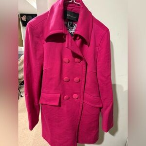 Moda International Fuchsia Double-Breasted Pea Coat